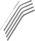 Stainless Steel Drinking Straws Set of 4, Curved Metal Straws Reusable for 20 oz Tumbler, Cleaning Brush Included