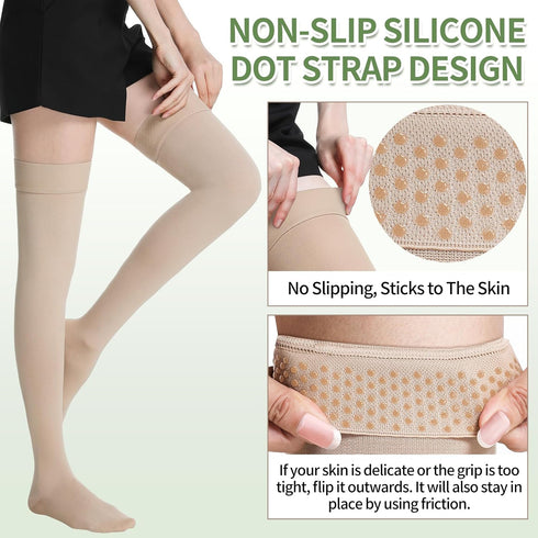 TP TOP BEAUTY 20-30mmHg Medical Thigh High Compression Stockings for Women & Men,Closed Toe Graduated Compression