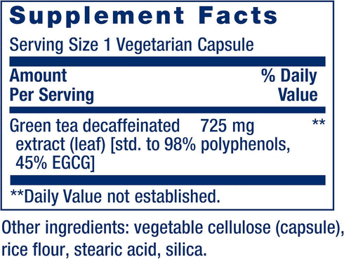 Life Extension Decaffeinated Mega Green Tea Extract, 100 Capsules, Antioxidant Protection