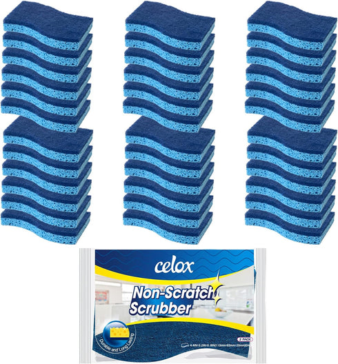 CELOX 36 Pack Non-Scratch Dish Sponge, Dual Sided Kitchen Sponges for Long Lasting Household Cleaning