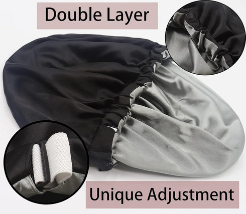 Satin Bonnet Silky Sleep Cap, Adjustable Hair Bonnet for Braids and Curly Hair