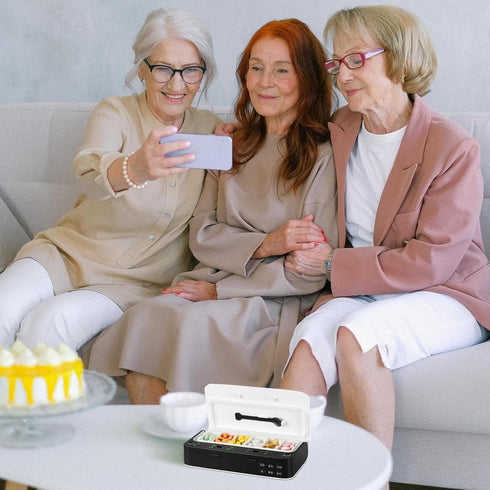 Smart Portable Medicine Pill Organizer with Alarm Reminder for Elderly, Electronic Weekly Pill Box Timer for Scheduled