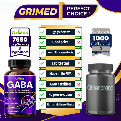 GABA 16,280mg - X15 Power with 5-HTP, L-Theanine, Magnesium, Ashwagandha - Relax & Restore, Support Sleep Well - Made in USA (150 Count (Pack of 1))
