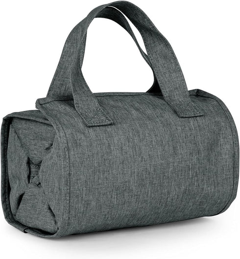 A F 4-in-1 Hanging Toiletry Bag, Roll-up Makeup Organizer with 4 Detachable PVC Zip Pouches, Gray