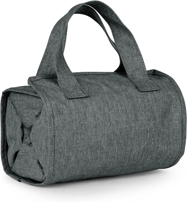 A F 4-in-1 Hanging Toiletry Bag, Roll-up Makeup Organizer with 4 Detachable PVC Zip Pouches, Gray