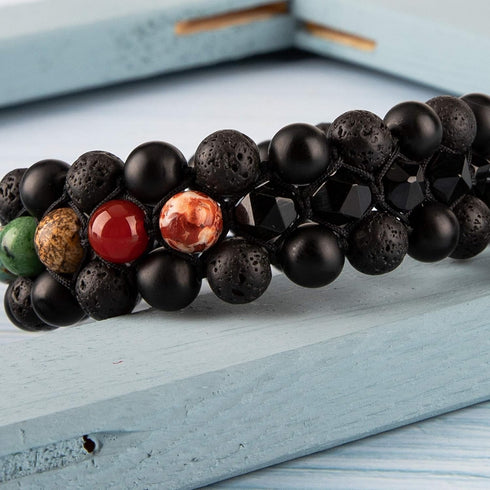 8mm Natural Lava Rock Stone Bracelets for Men - Healing Crystal Essential Oil Diffuser Beads Chakra Bracelet