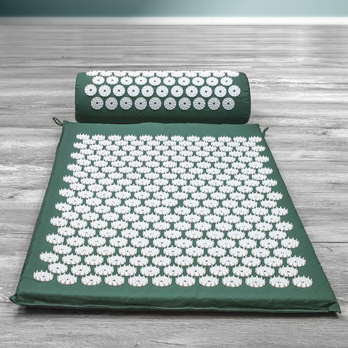 Sivan Acupressure Mat and Pillow Set for Back and Neck Pain Relief - Green, Chronic Pain Treatment