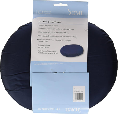 DMI Seat Cushion Donut Pillow for Tailbone Pain Relief, Hemorrhoids, Pregnancy, Post Natal, Pressure Relief, Navy
