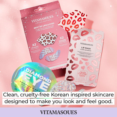 Best of Eyes & Lips Set Vitamasques Under Eye Patches & Lip Mask Sheets - Eye Patches for Puffy Eyes, Under Eye Masks