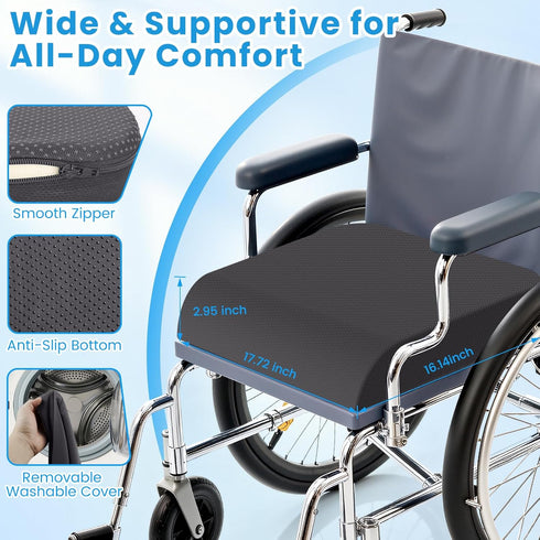 ComfyInLove Tailbone, Wheelchair Seat Cushion - Cooling Gel & Memory Foam Office Chair Cushion with Non-Slip Bottom