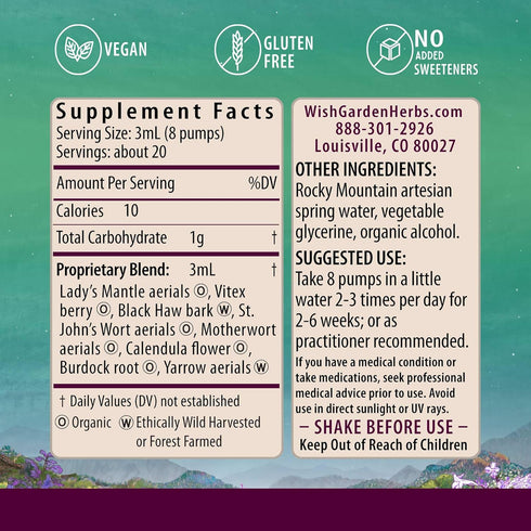 WishGarden Herbs ReBalance After Birth Hormonal Supplement with Vitex Berry & Motherwort, 2oz for Postpartum Balance
