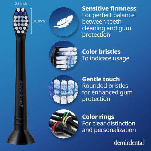 HX6088b 8 Pack demirdental Toothbrush Heads mini Sensitive Compatible with Philips Sonicare Toothbrush Heads - Soft