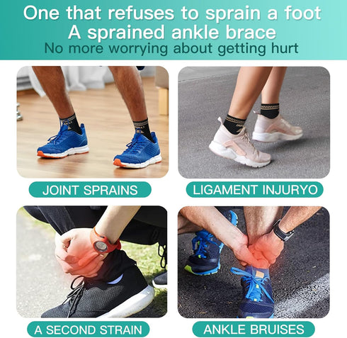 Ankle Brace for Men and Women, Copper Infused Compression Sleeve for Sprained Ankle, Plantar Fasciitis, Foot Pain Relief