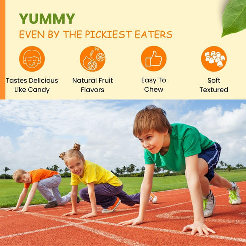 Gelatin Free Kids Omega 3 Gummies w/DHA, Plant-Based, Gluten Free & Non-GMO, 30 Servings