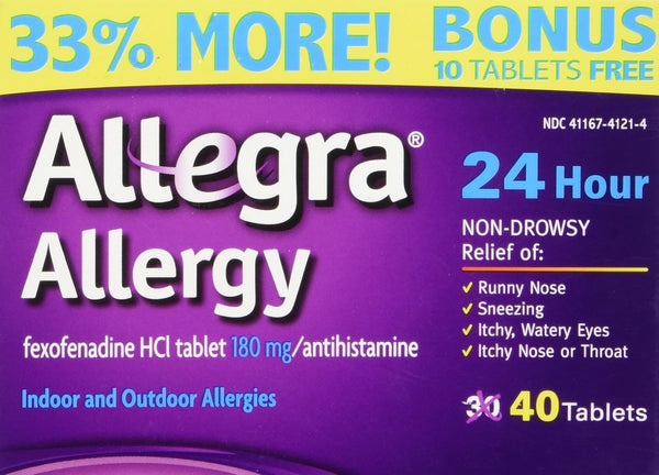 Allegra Allergy 40 Tablets (Bonus Pack - 33% More) for 24 Hour Non-Drowsy Protection