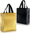 Nush Nush Black & Gold Gift Bags, Medium Size Set of 12 Reusable Bags for Birthday, Anniversary, Graduation