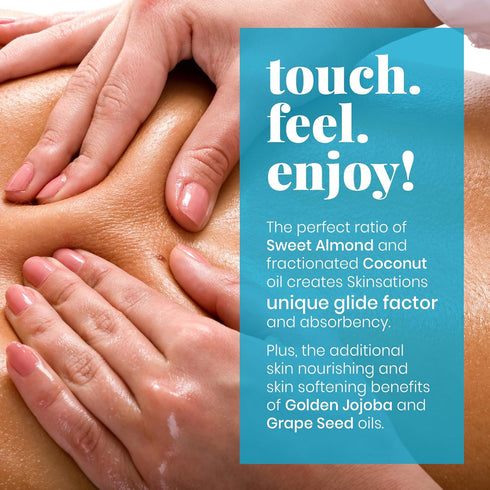 Set Set (4 2oz) Skinsations Massage Oil Gift Variety for Couples, Travel Size Lightweight, Non-Greasy, Hydrating Body