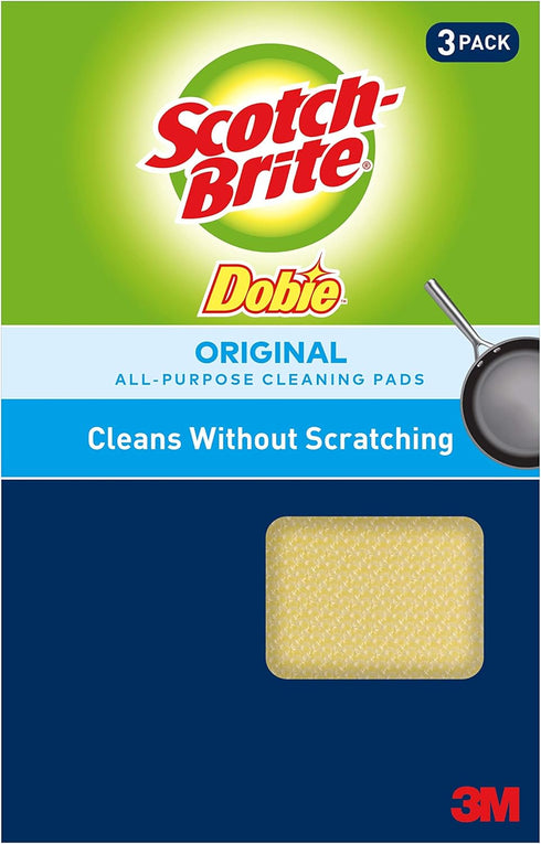 Scotch-Brite Dobie Pads, Non Scratch Cleaning Pads for Kitchen, Bathroom, and Household - 3 Count (Pack of 8) for Total