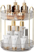 YCIA&DONE 360 Rotating Makeup Organizer - High Capacity 2 Tiers Cosmetic Skincare Perfume Organizer (Clear White)