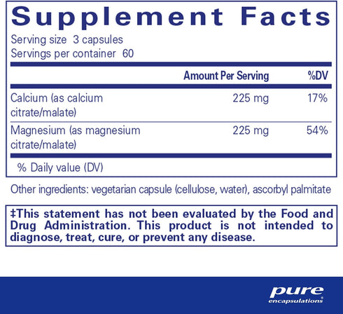 Pure Encapsulations Calcium Magnesium (Citrate/Malate) Supplement for Bone and Cardiovascular Health* - 180 Capsules