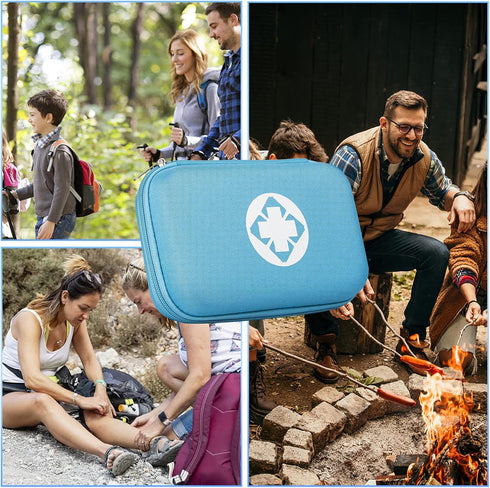 276PCS Small Travel First Aid Kit Supplies - Backpacking Essentials for Home Outdoor Adventure, Blue AMORNING