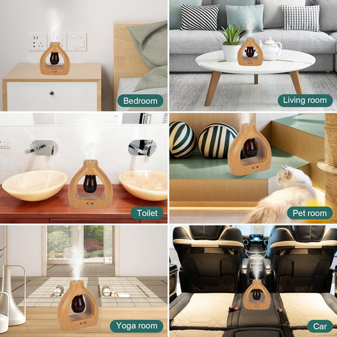 Waterless Essential Oil Diffuser Set, Cordless, 3 Timer Settings, Battery Operated for Bedroom, Yoga Studio, Bathroom,