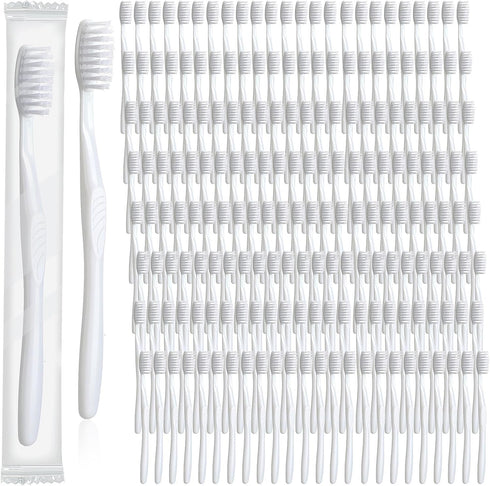 Tessco 500 Pcs Disposable Toothbrushes, Individually Wrapped Soft Bristle Tooth Brush Set for Adults Oral Hygiene