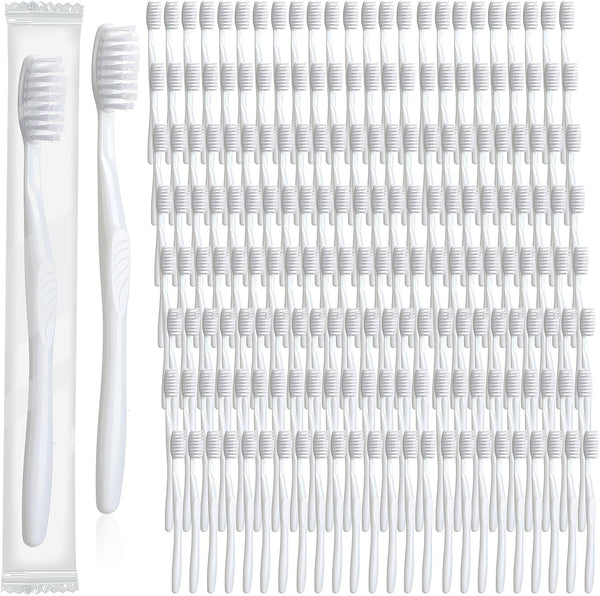 Tessco 500 Pcs Disposable Toothbrushes, Individually Wrapped Soft Bristle Tooth Brush Set for Adults Oral Hygiene