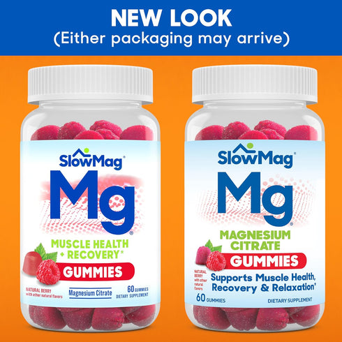 Slow-Mag Mg Muscle Health + Recovery Gummies - 60ct Magnesium Citrate