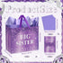 Set 11.8" Purple Big Sister Gift Bag for Girls, Glitters Drip Older Sister Gift Bag with Greeting Card and Tissue Paper