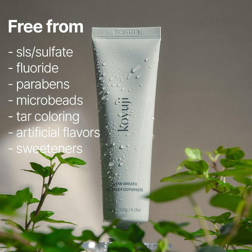 Clean Breath Tea Tree Toothpaste - Natural, Fluoride Free, Vegan, Gum Health for All Family