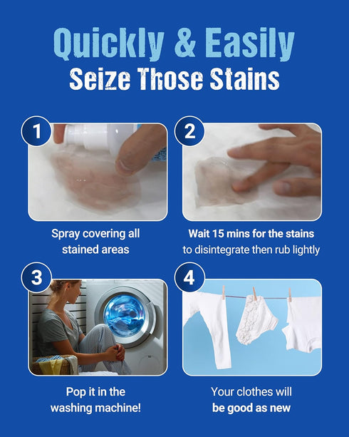 Stain Remover for Home Cleaning, Easily Removes Blood, Wine, Carpet, Grass, Pet Stains, Laundry Stain Cleaner (5 fl oz)