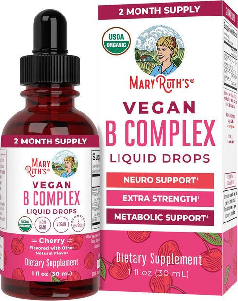 MaryRuth Organics Vitamin B Complex | Biotin | B12 | Niacin | Vegan | 2 Month Supply