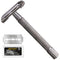 WEISHI Butterfly Open Double Edge Safety Razor for Men - Nostalgic Long Handle with 5 Stainless Blades