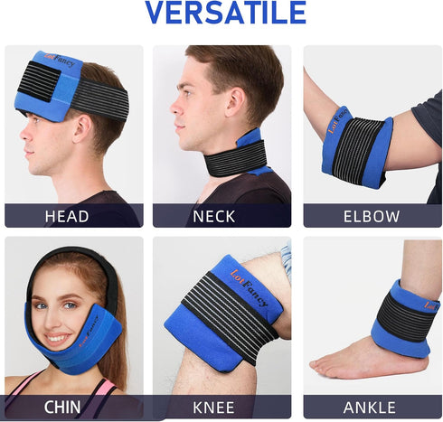 LotFancy Reusable Ice Packs for Injuries, 2 Gel Packs Wrap for Hot Cold Therapy, Knee, Neck, Ankle Pain Relief
