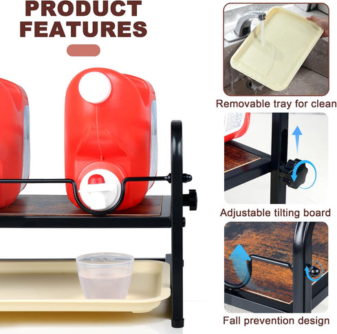Laundry Detergent Holder & Soap Dispenser, Liquid Laundry Detergent Organizer with Drip Tray for Laundry Room Storage
