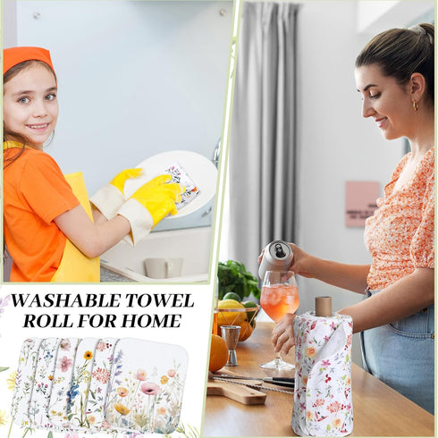 36 Pack Reusable Paper Towels, Washable Paperless Towels, Flannel Cotton Cloth Wipes with Cardboard (Pastel Color)
