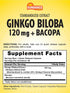 Ginkgo Biloba 120mg | 60 Capsules | Standardized Extract with Bacopa | Gluten Free Traditional Herb Supplement | by Sundance