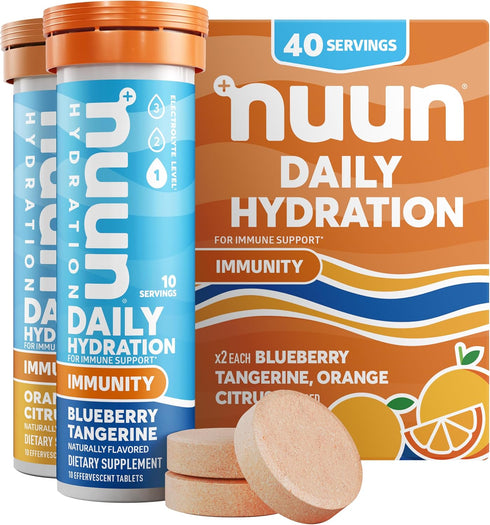 Nuun Immunity Electrolyte Tablets, Vitamin D, C, E, & A, Ginger, Elderberry, 4 Pack (40 Servings Total)
