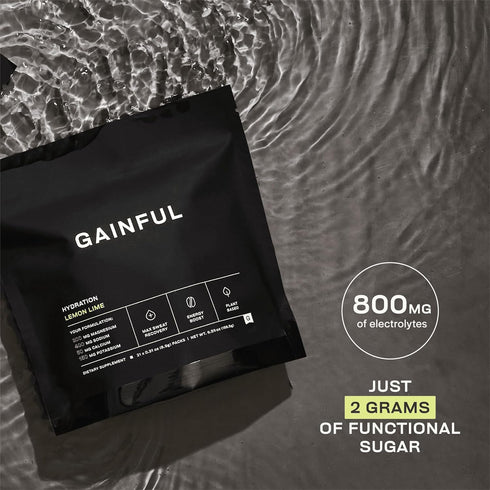Gainful Hydration Powder Packets, Caffeine Free with Key Electrolytes Magnesium and Sodium, Energy Support, Low Sugar,