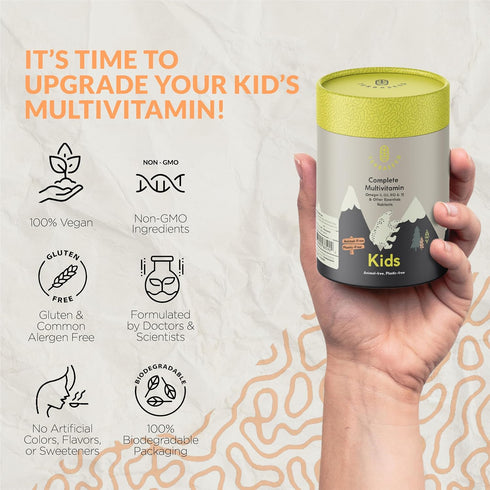 Complete Kids Multivitamin Gummies - 60 Gummies with Omega 3,6,9, Vitamin B12, Folic Acid, Iodine, Vitamin C