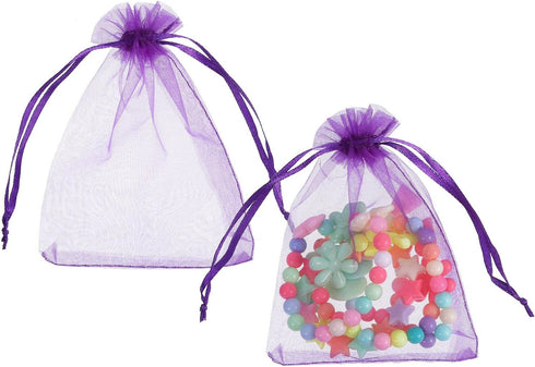 Mudder 50 Pack Organza Gift Bags, Dark Purple Wedding Party Favor Bags, Jewelry Pouches Wrap, 4 x 4.72 Inches