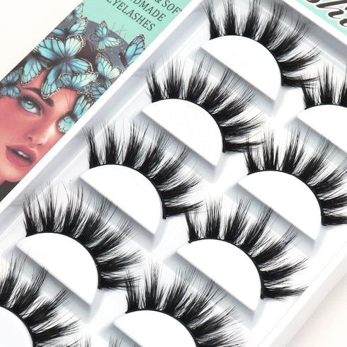 Veleasha 5D Faux Mink Lashes - 100% Handmade Luxurious Fake Eyelashes, 5 Pairs Pack (Dubai)