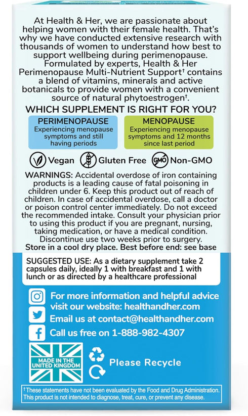 No.1 Wellbeing (60 1 Health & Her Perimenopause Supplement for Women The UKs Perimenopause Supplement - Multi-Nutrient