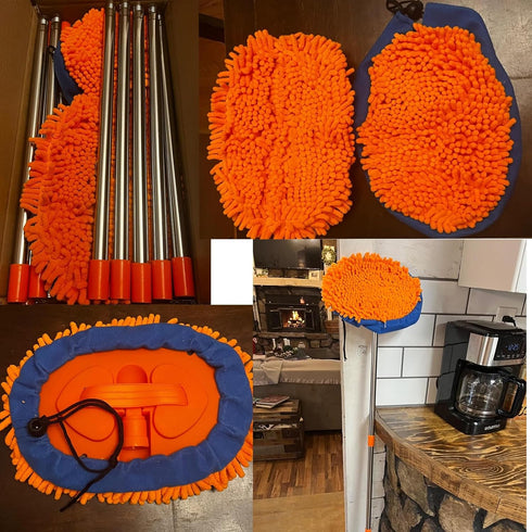 20 Feet High Reach Wall Duster, Chenille Microfiber Cleaning Head with 3-14 ft Spliceable Pole for Home & High Ceilings