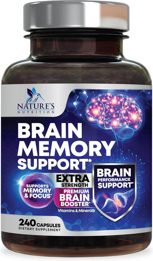 Nootropic Brain Supplements for Memory & Focus - 40 Nootropics & Vitamins for Clarity, Concentration - 240 Capsules