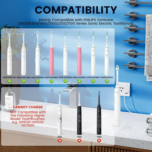 SGEOYPIL 5900 5300 4100 2100 1100 HX3681 HX3661 HX3641 Electric Toothbrush Charger Base Waterproof Compatible