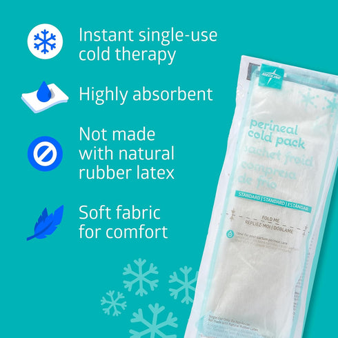 Packs (24 Count) 4.5" 14.25" Medline Perineal Cold for Postpartum Care Each Absorbent Pad is x Perfect for your After