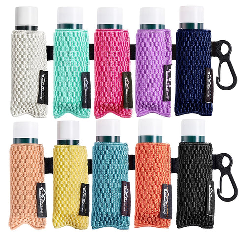 WKieason Lip Balm Sleeves Holder Keychain, Bulk 10pcs Clip on Chapstick Keychain Holder, Tight-Knit Elastic Lipstick
