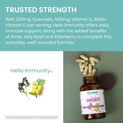 Immunity 60 Immune Immunity 500 60 Himalaya Hello with Quercetin, Day Supply - Herbal Support Supplement, Bioflavonoid